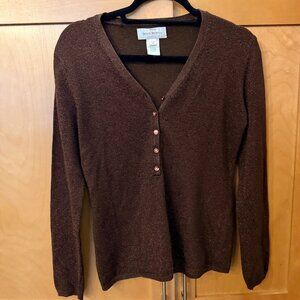 Susan Bristol Brown Shimmer Knit Sweater (Small)